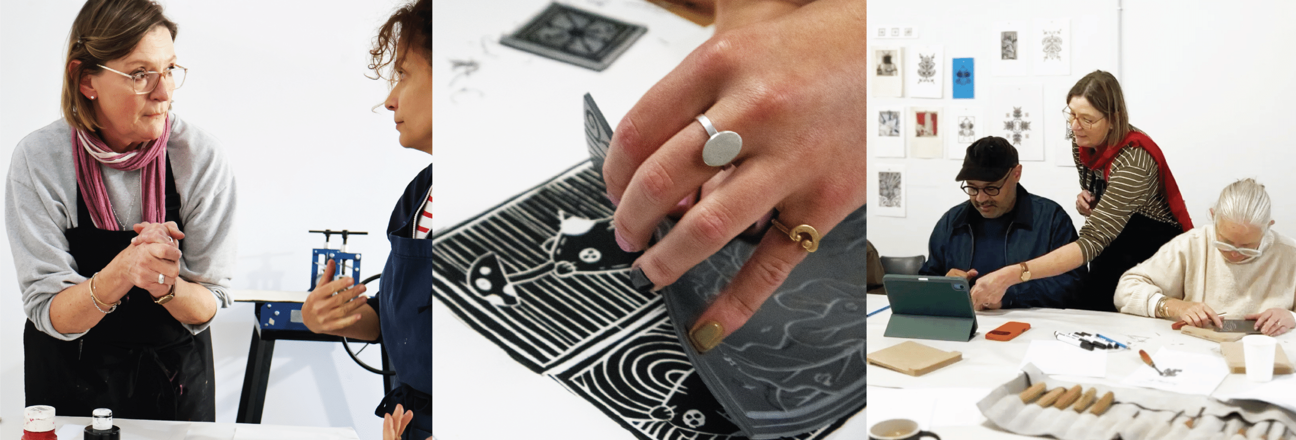 Cape town creative academy's printmaking workshop in action.